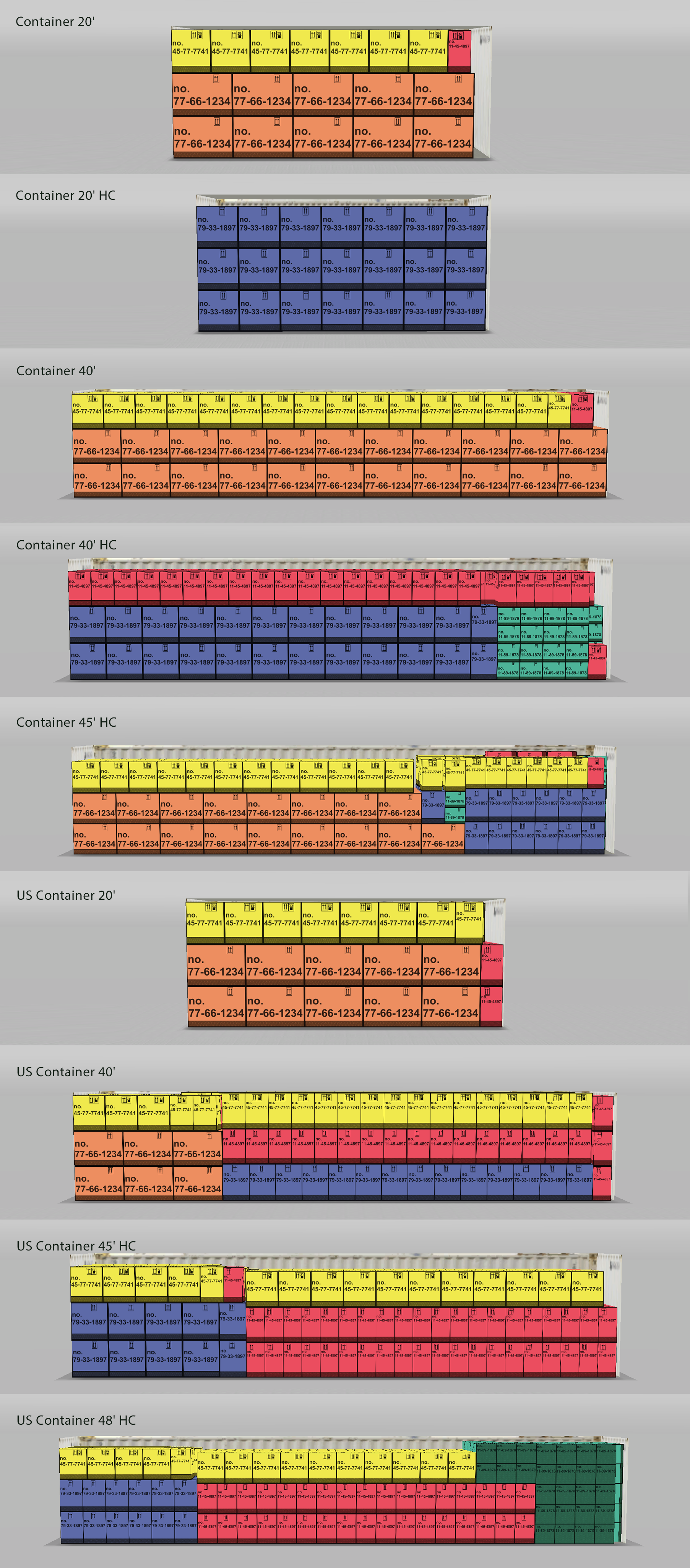 Types of container cargo spaces