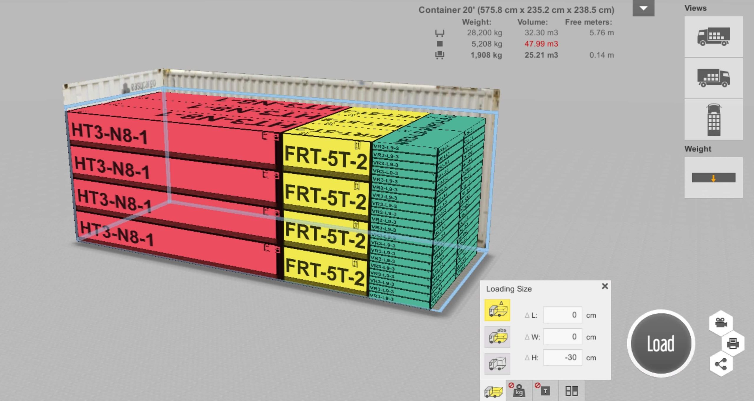 Container loading space reduction